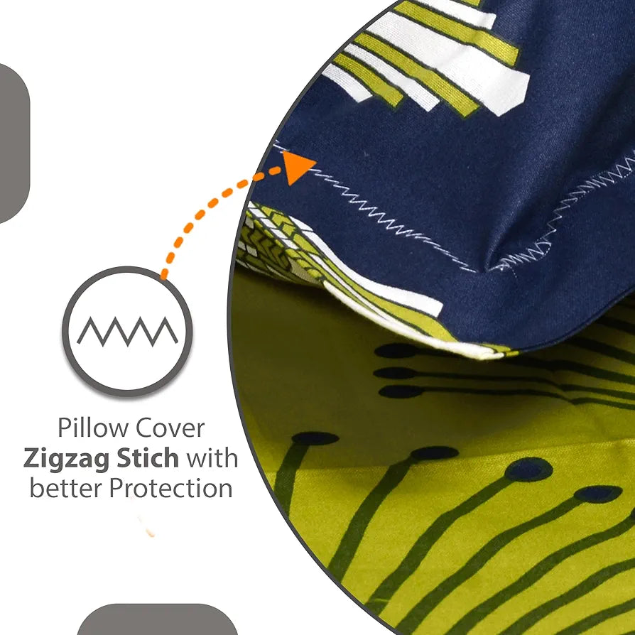 Divine Casa 144 TC 100% Cotton Bedsheet King Size Bed King Size Bedsheet with 2 Pillow Covers Colour Olive Navy