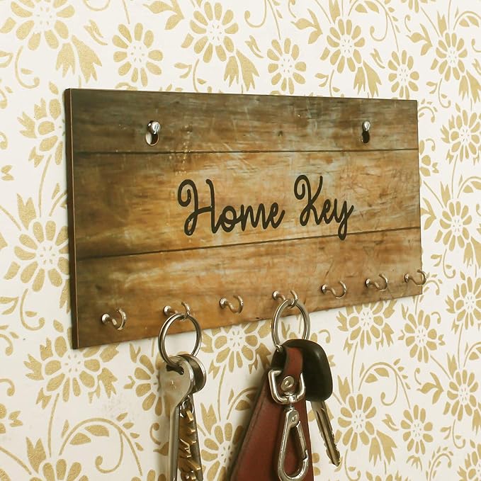 Ecraftindia Home Key Theme Wooden Key Holder With 7 Hooks
