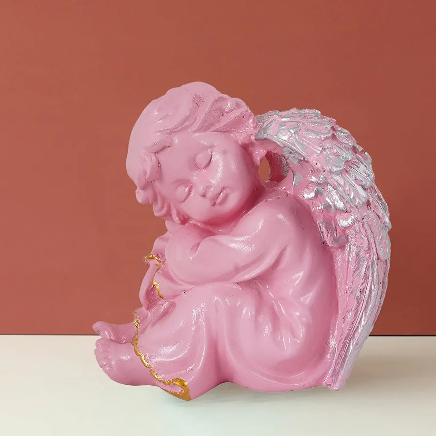 Zart Angel Girl Left Silver winged Showpiece for Home Decor Showpiece