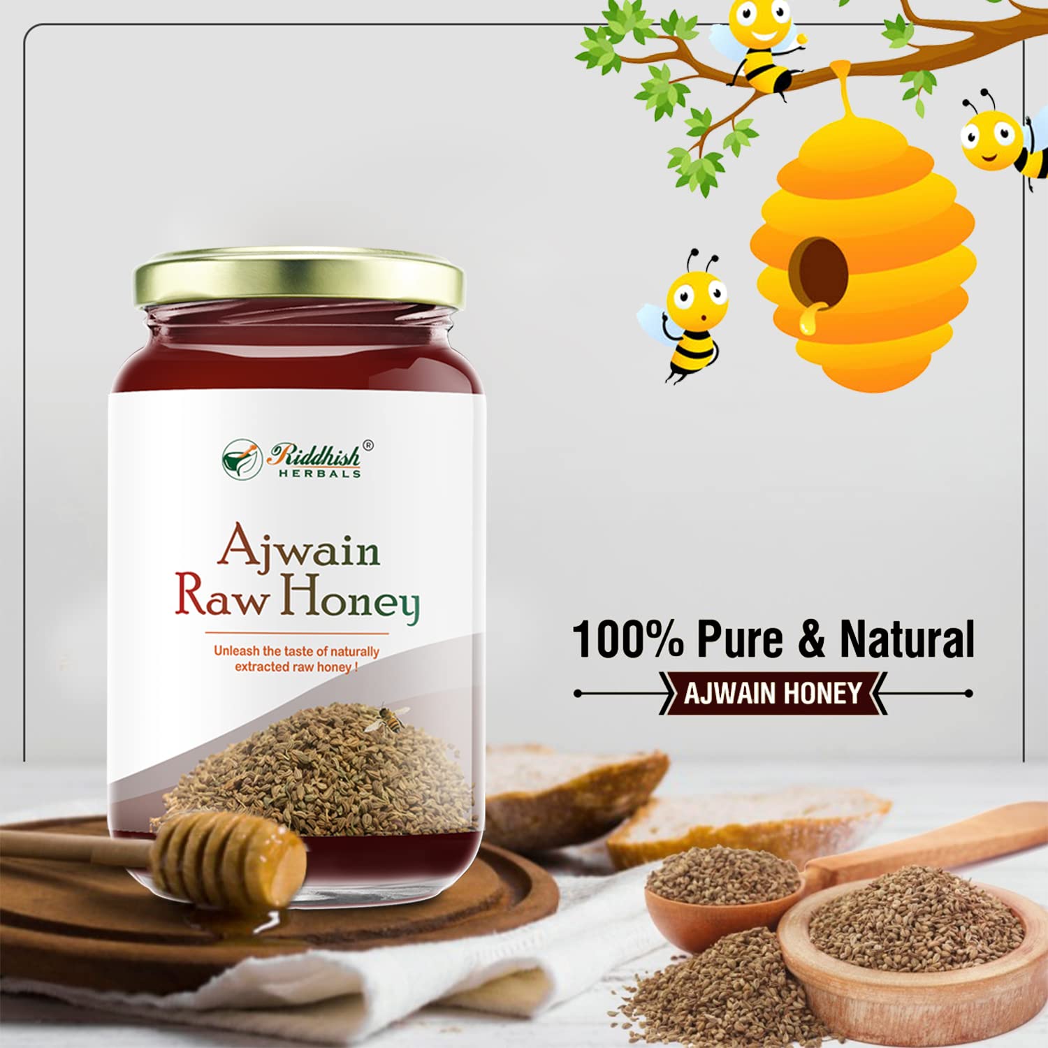 Riddhish Herbals Ajwain Raw Organic Honey - 500 gms