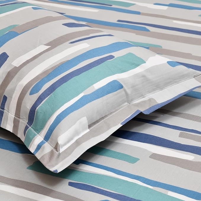Haus & kinder Cotton Queen Size Bedsheet for Double Bed (90 X 100 Inches) with 2 Pillow Covers | 144 TC Bed Sheet Aqua Fushion