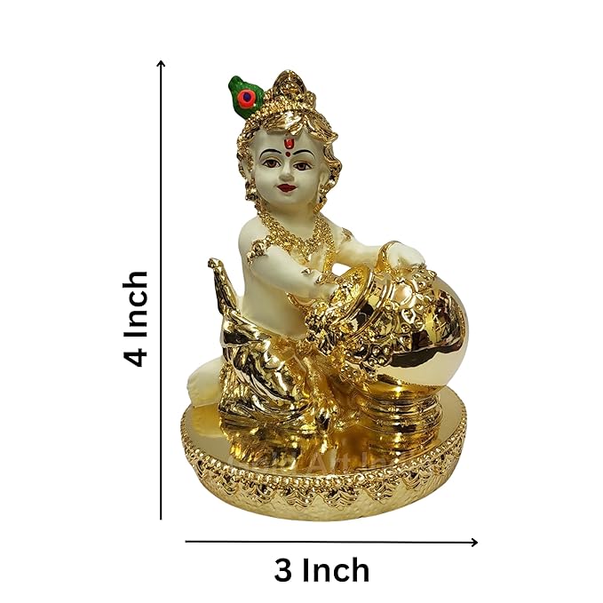 Gold Art India Makhan Krishna Krishna Idol For Home Decor Laddu Gopal Murti For Gifting Two Tone