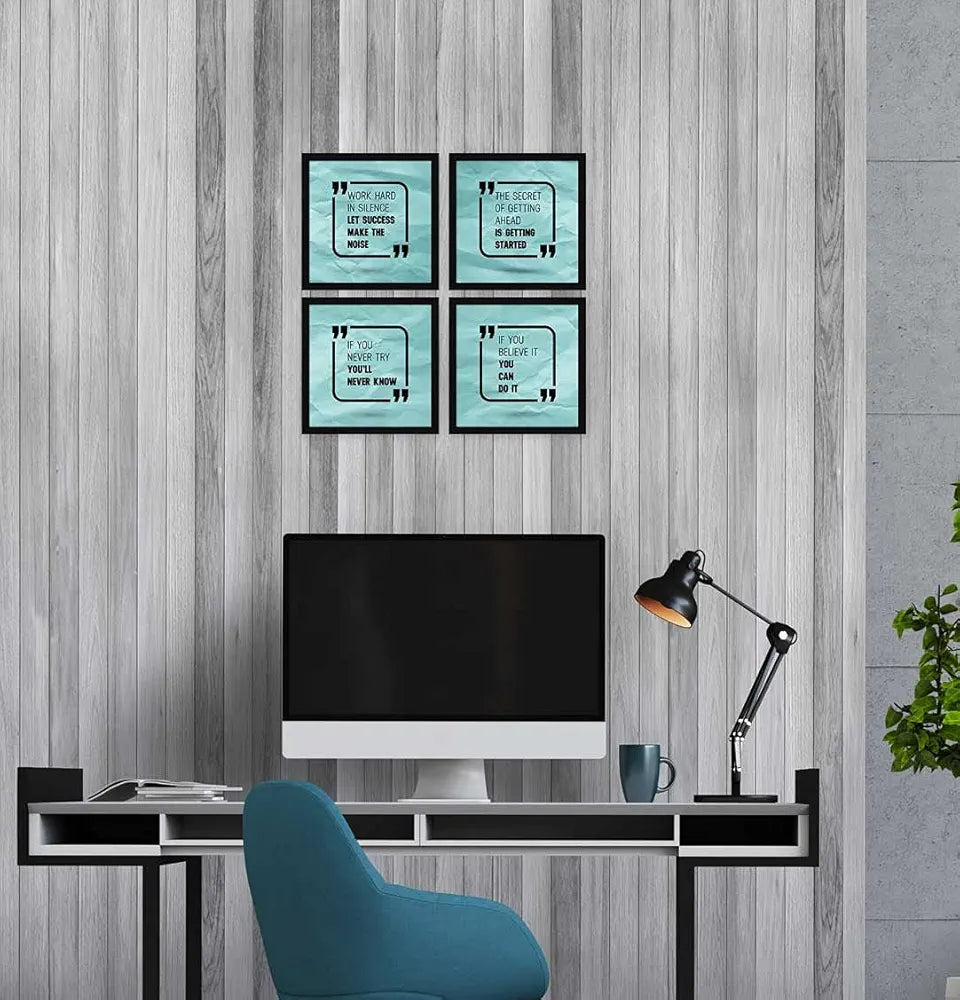ArtX Paper Motivational Quotes AXJ00140-MOT Work Hard in Silence Wall Art Painting Set of 4