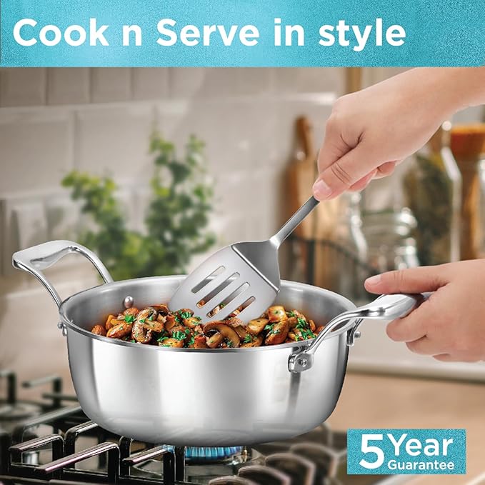Hawkins 3 Litres Pro Triply Stainless Steel Cook N Serve Bowl With Steel Lid | Silver