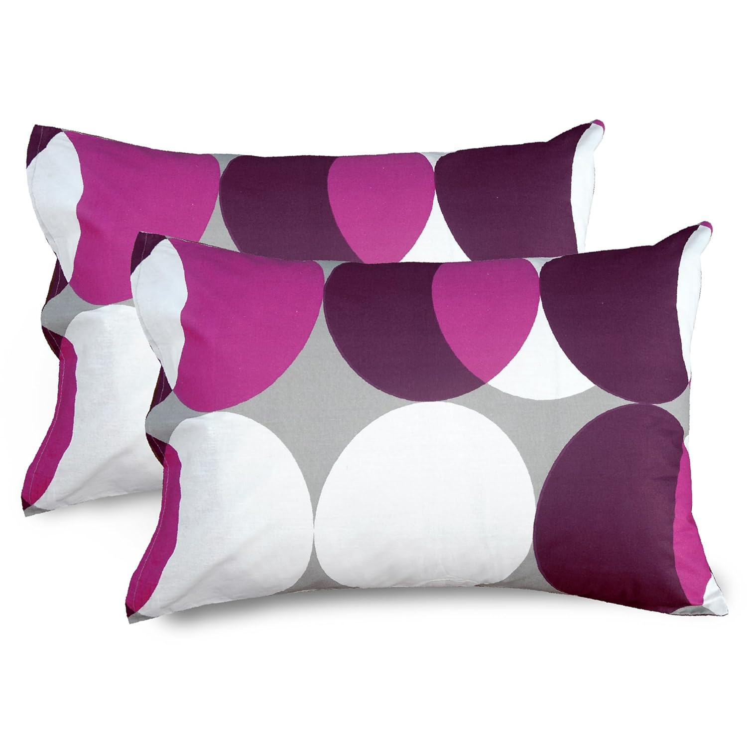 Huesland by Ahmedabad Cotton 144 TC Cotton Pillow Covers Set of 2 | Mahogany & Grey