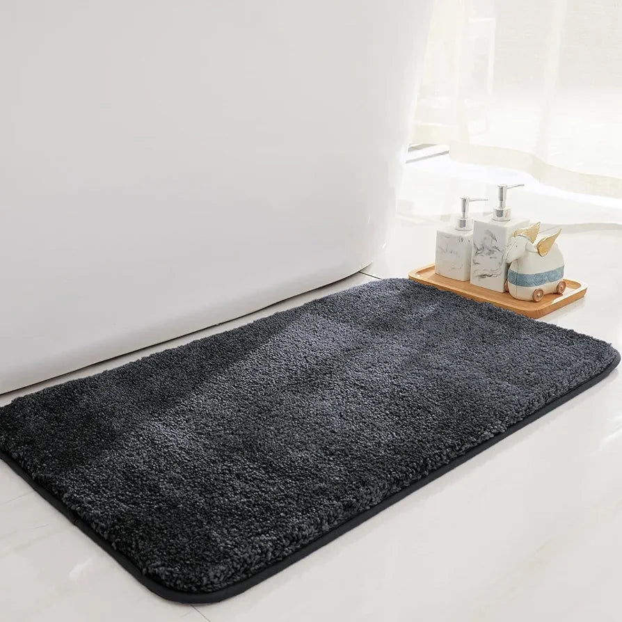 Luxe Home International Microfibre Rectangular Bath Mat Super Soft Anti Skid Newman Mats For Bathroom Colour Anthra
