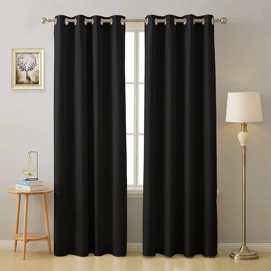 Cloth Fusion Blackout Door Curtains 9 Feet Long Set of 2 Black Colour