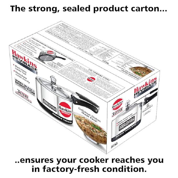 Hawkins 3 Litre Hevibase Pressure Cooker Induction Inner Lid Cooker Silver