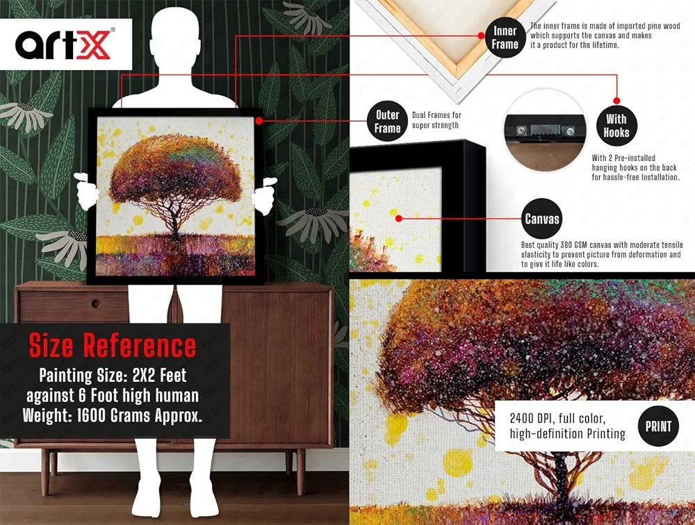 ArtX Abstract Colourfull Tree Big Canvas Painting