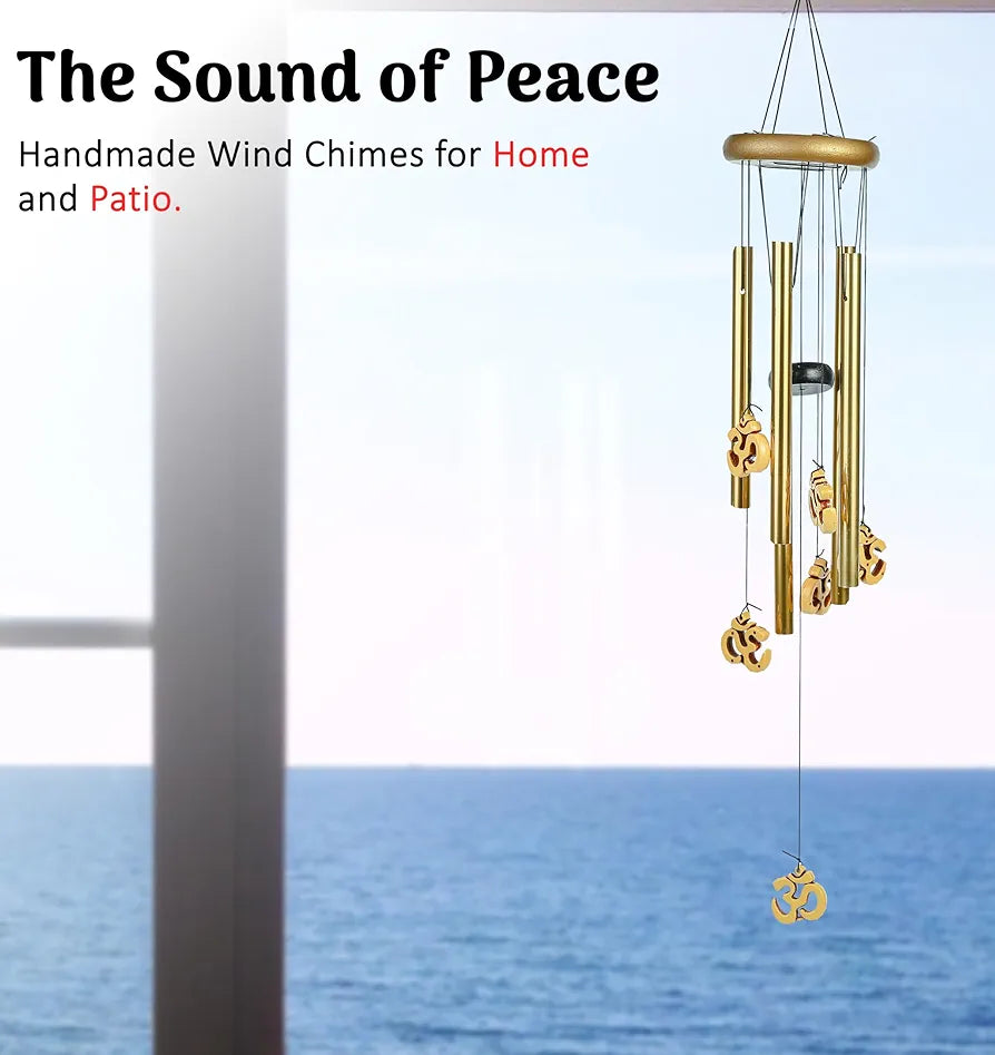 Wind Chimes for Balcony Stylish Hanging Bells Om 5-Pipe Wind Chime -012