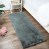 Luxe Home International Ruffle Bath Runner Rabbit Fur 1000 GSM Super Soft Anti Skid Rug for Bedroom 2 X 5 Ft  Colour Grey