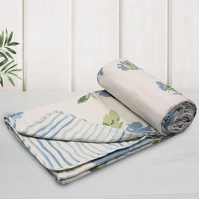 Huesland 100% Cotton Reversible Dohar Single Bed Cotton | Soft Cambric Weave, All Weather Light Ac Blanket