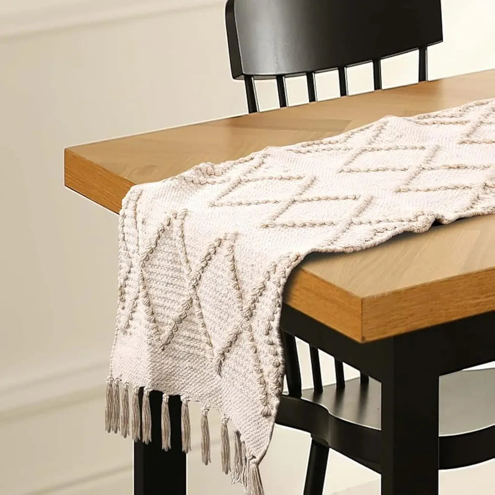Sashaa World Handwoven Cotton Table Runner Colour Natural