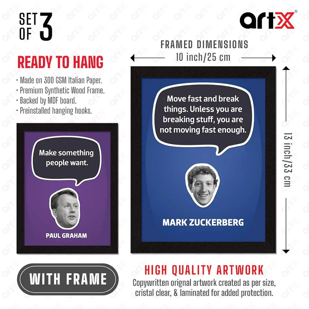 ArtX Paper Famous Motivational Quotes Wall Frames Set of 3