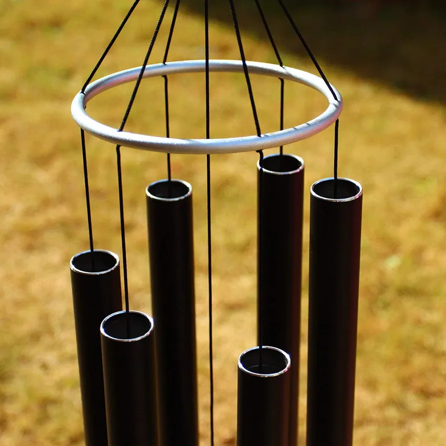 Loving Basso Metal Wind Chimes Outdoor Large Deep Tone 45In Large Matte Black
