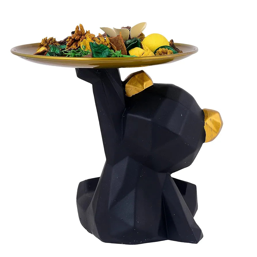 Zart Resin Cool Black Dog Sitt Showpiece For Home Shelves Decor Item