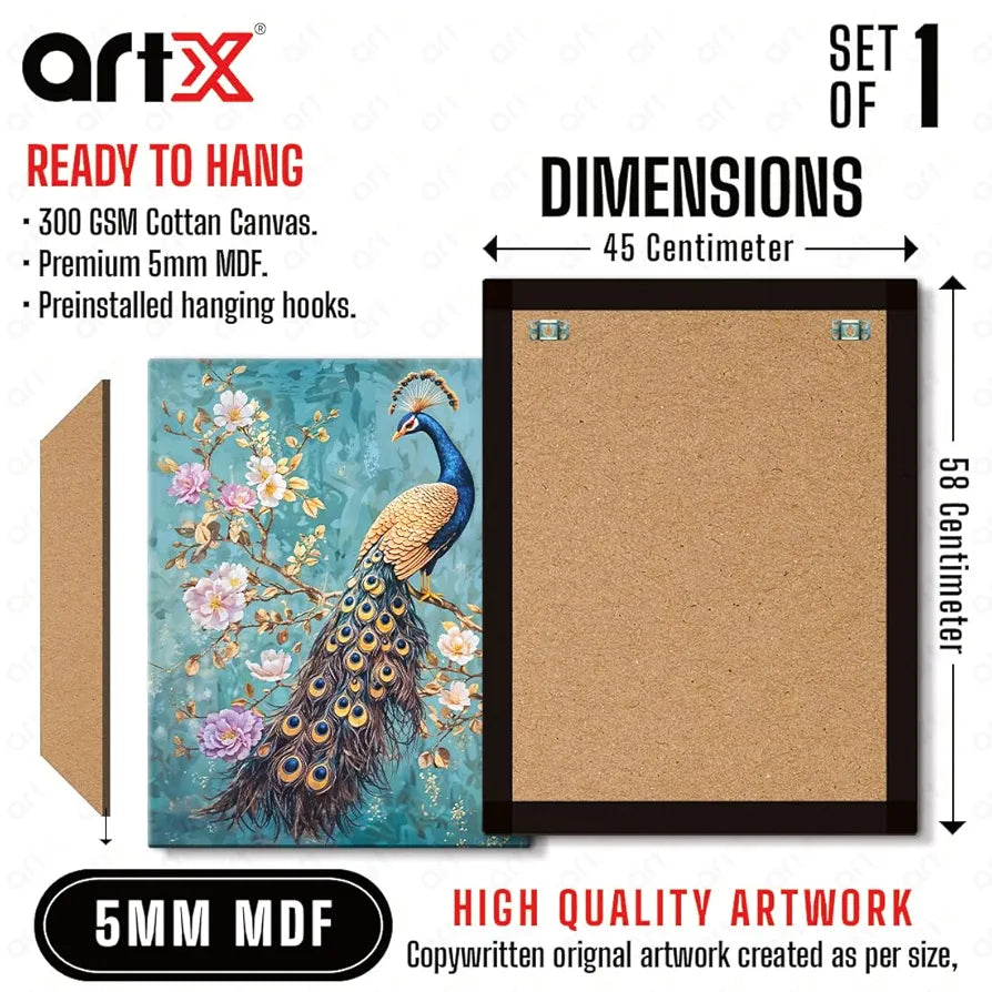 ArtX Canvas Peacock Painting For Wall Vastu Abstract