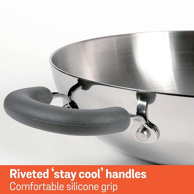 Meyer Trivantage Nickel Free Stainless Steel Triply Kadai with Steel Lid| 20cm Silver