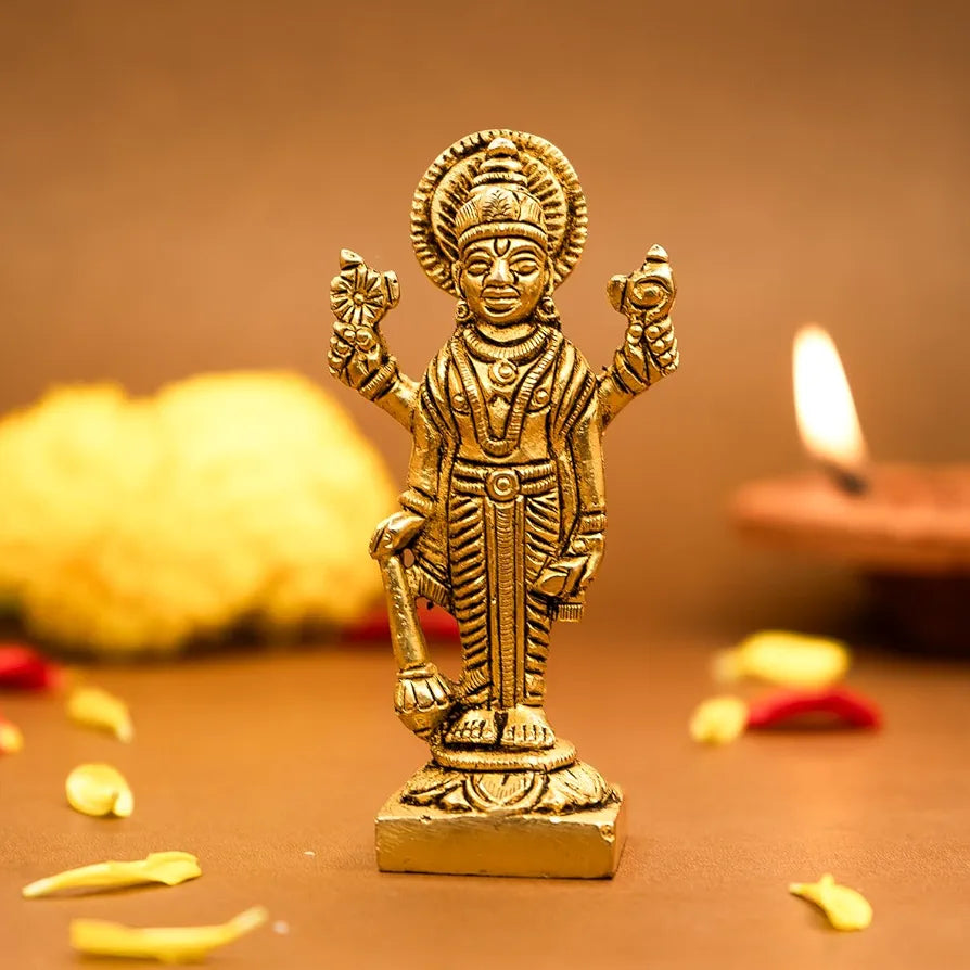 Ekhasa Pure Brass Lord Vishnu Idol Vishnu Bhagwan Murti