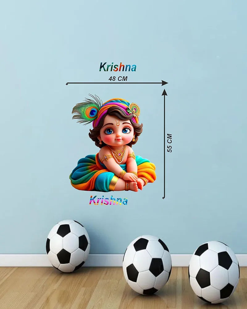 Rng Graphics Pvc Vinyl Self Adhesive Little Krishna Wall Sticker Multicolor 55 Cm X 48cm DW-124L