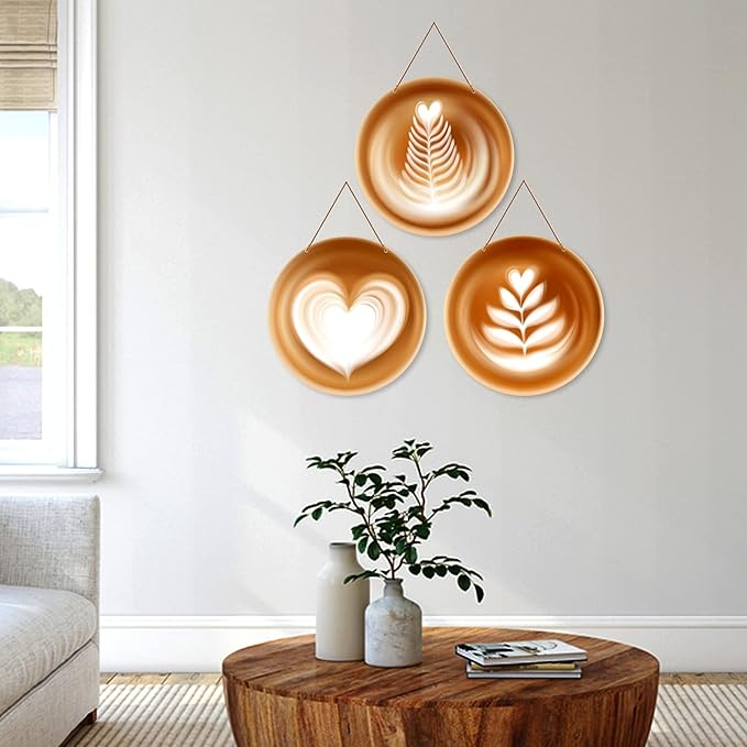 Artvibes Coffee Latte Art Wood Wall Hanger for Home Decor