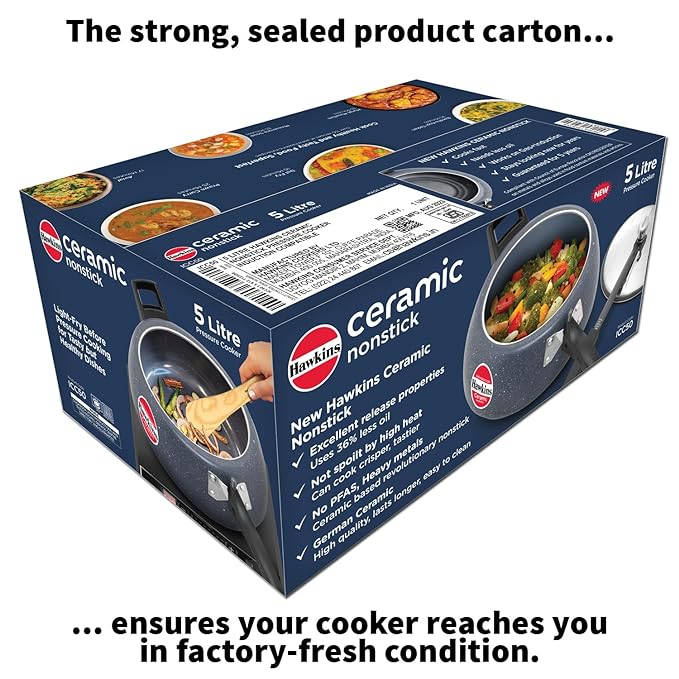 Hawkins 5 Litre Ceramic Nonstick Pressure Cooker Induction Inner Lid Cooker