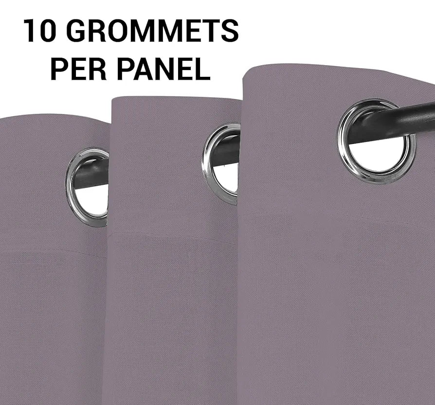 Cloth Fusion Plain Cotton Feel Sheer Window Curtains 5 Feet Long Set of 2 Semi-Transparent Lavender