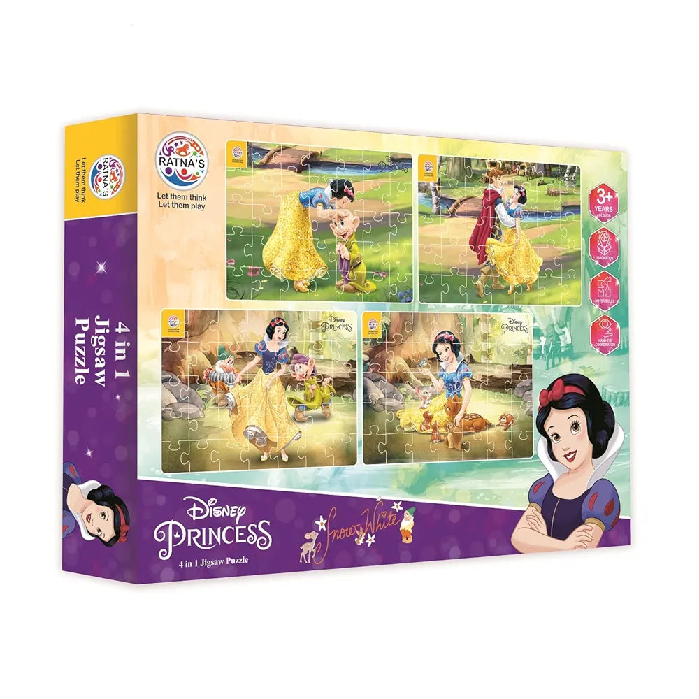 Ratna's 4 in 1 Princess Snow White Jigsaw Puzzle 140 Pieces for Kids. 4 Jigsaw Puzzles 35 Pieces Each