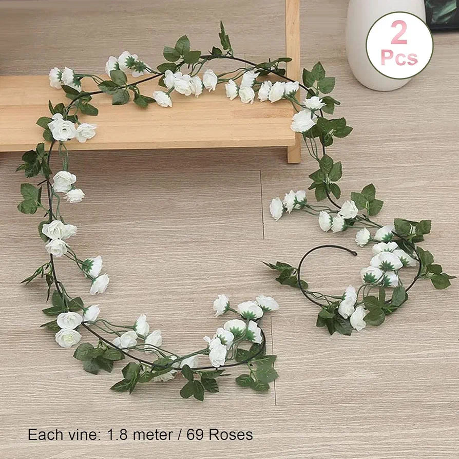 Artificial Flower Vine Garland Creeper 69 Small Rose  Garland for Decoration Pack of 2