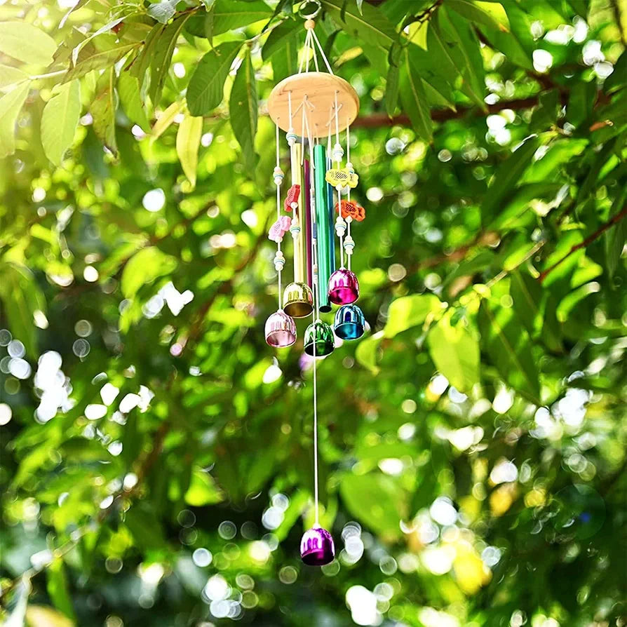 Lilone Brass Pipe And Bell Wind Chimes Multi Color 24 Inch Long