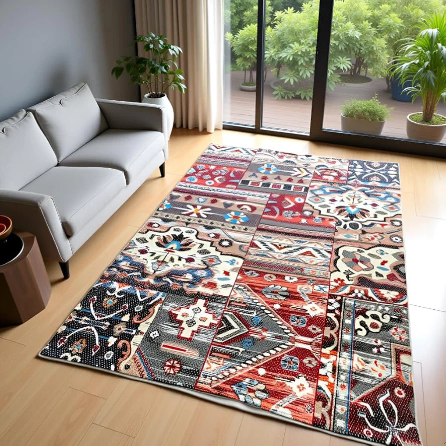 Sajavat Home Cotton Printed Rectangular Floor Rug Colour Red Multi