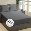 Fresh From Loom 240 TC Satin Striped Soft Fitted Bedsheet King Size Bed with Two Pillow Cover Grey