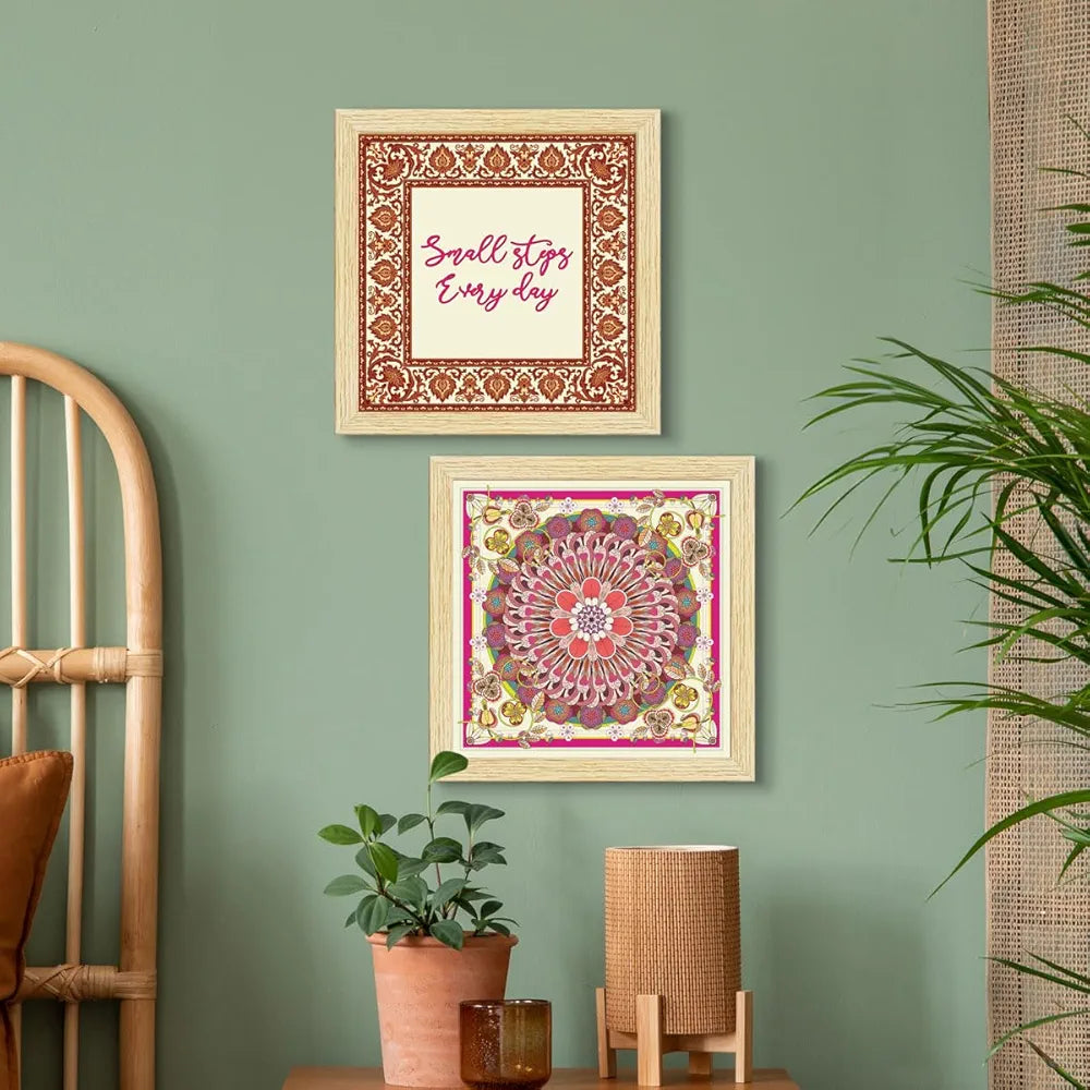 ArtX Paper Abstract Mandala Floral Big Wall Art Frame Painting Set of 4