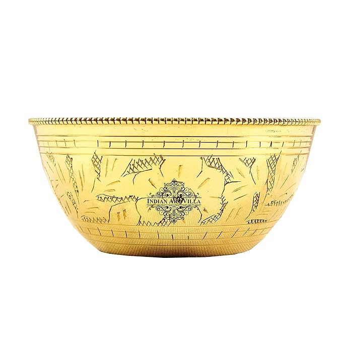 Indian Art Villa Brass Curved Designer Bowl volume | 250 ml