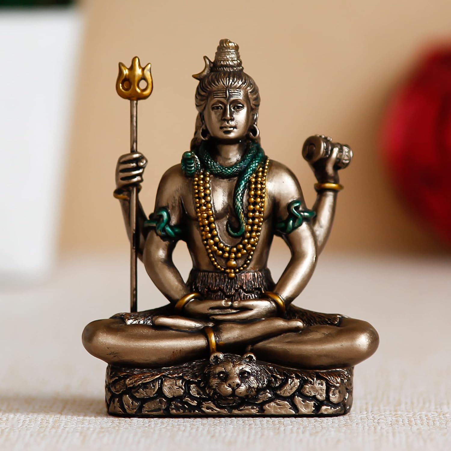Ecraftindia Meditating Lord Shiva Cold Cast Bronze Resin Decorative Figurine