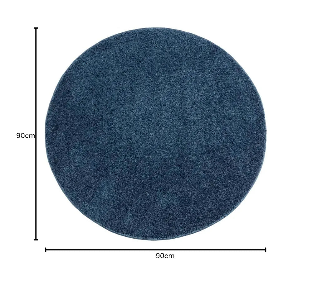 Saral Home Neo Shaggy Yarn Anti-Skid Round Mats Colour Blue