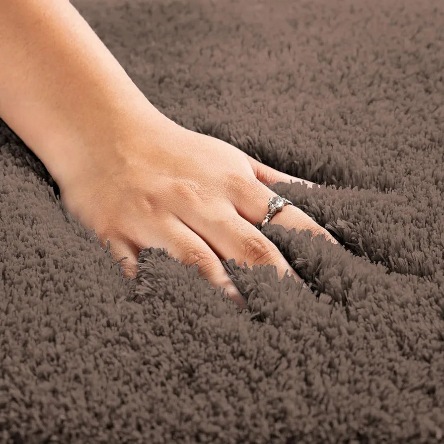 Luxe Home International Bath Mat Super Soft Ultra Absorbent Rectangular Mat Brown (Pack of 2)