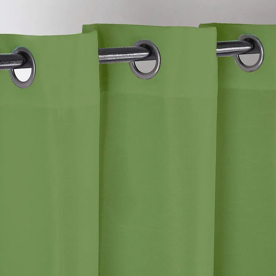 Divine Casa Premium Micro Satin Semi Blackout Door Curtains Solid Design Size 7 Feet Elegant Look & Light Control Colour Leaf Green (Pack of 2)