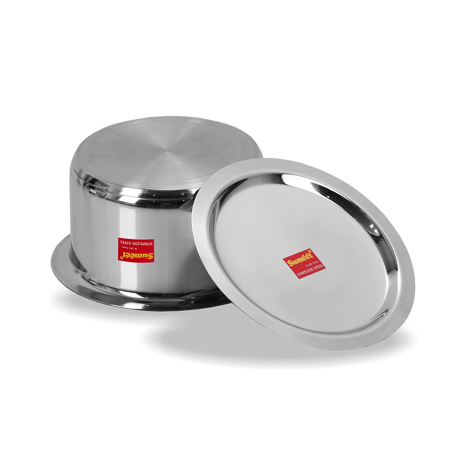 Sumeet Stainless Steel Induction Bottom Container Cookware with Lid Size No.10 (1 Ltr)