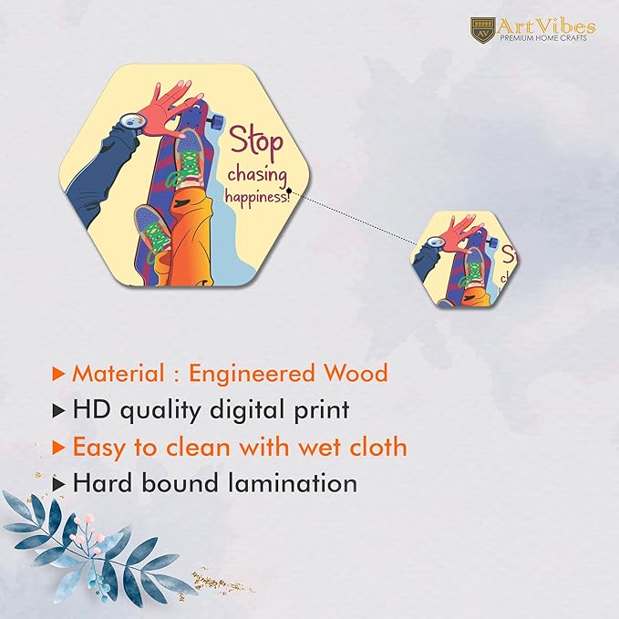 Artvibes Decorative Wooden Wall Hanging Decoration for Home | Quotes Decor Item | Pack of 13 Pieces