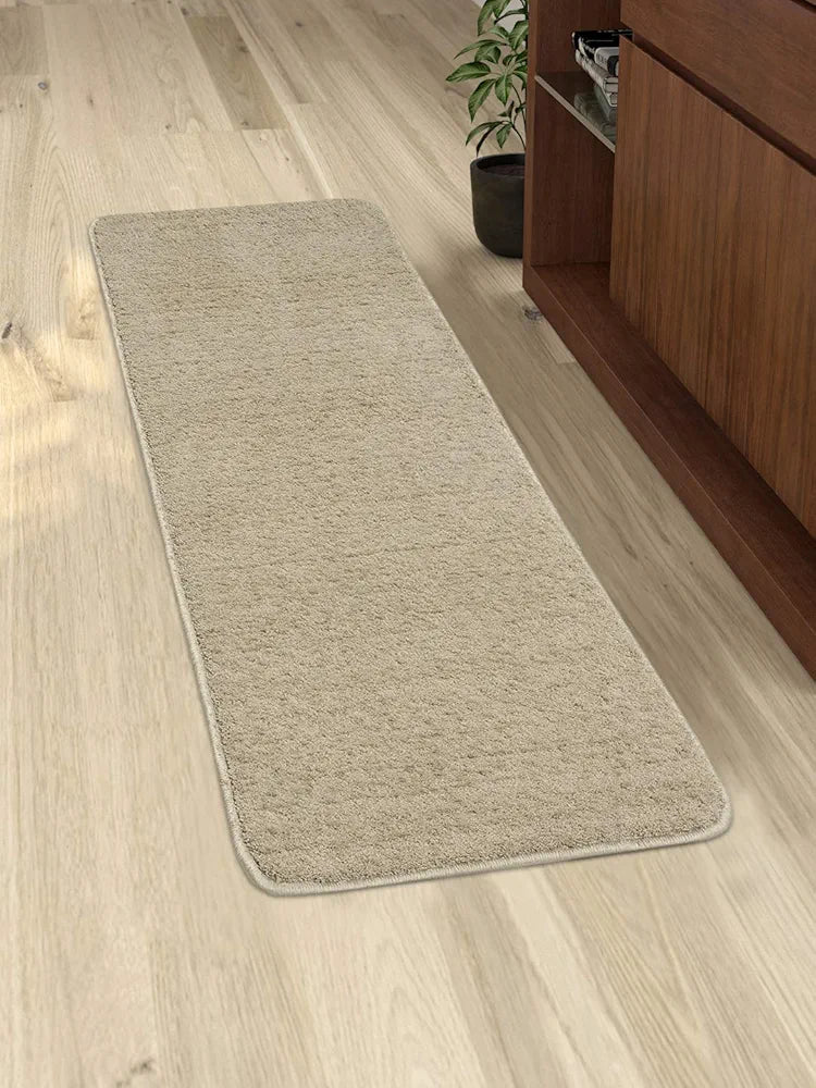 Saral Home Solid Neo Shaggy Yarn Durable & Washable Multipurpose Runner Colour Beige