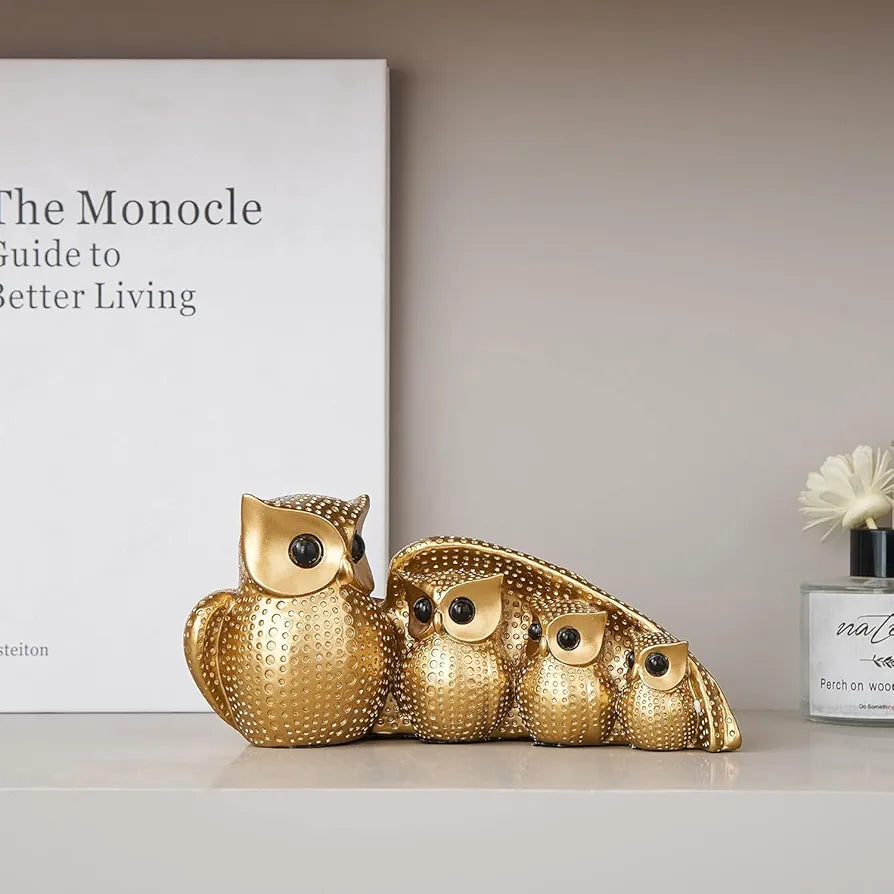 Xtore Golden Owl Family  for Home Decor