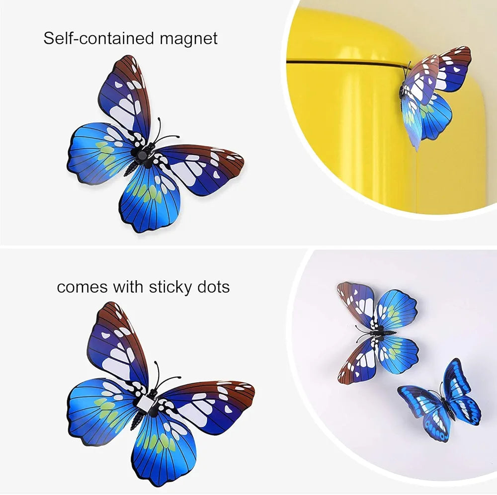Xtore Plastic Reusable Self Adhesive Wall 3D Home Build Beautiful Butterfly with Sticking Pad  Ocean Blue