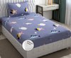 Fresh From Loom Glace Cotton 300 tc Wrinkle Elastic Fitted Cartoon Printed Bedsheets for Kids with 1 Pillow Fish Blue Smallsingle