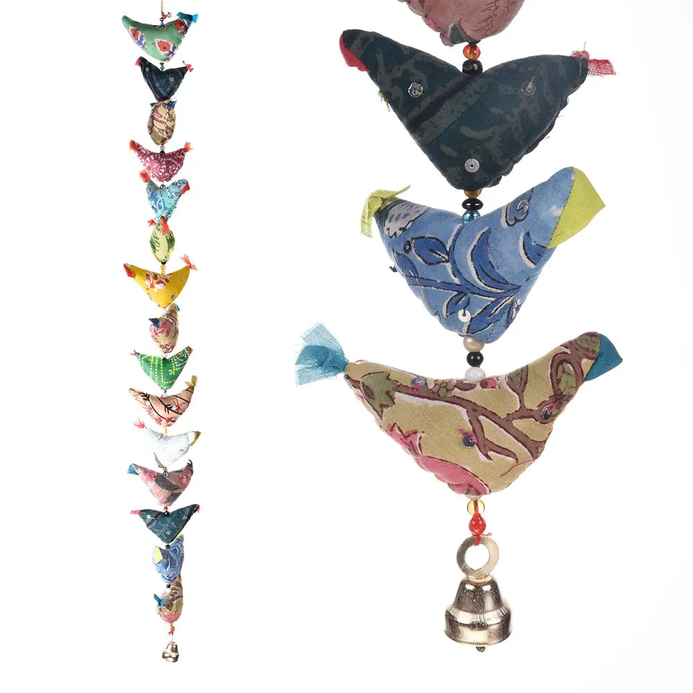 Kuber Industries Rajasthani Traditional Windchimes 15 Hanging Birds with Bell