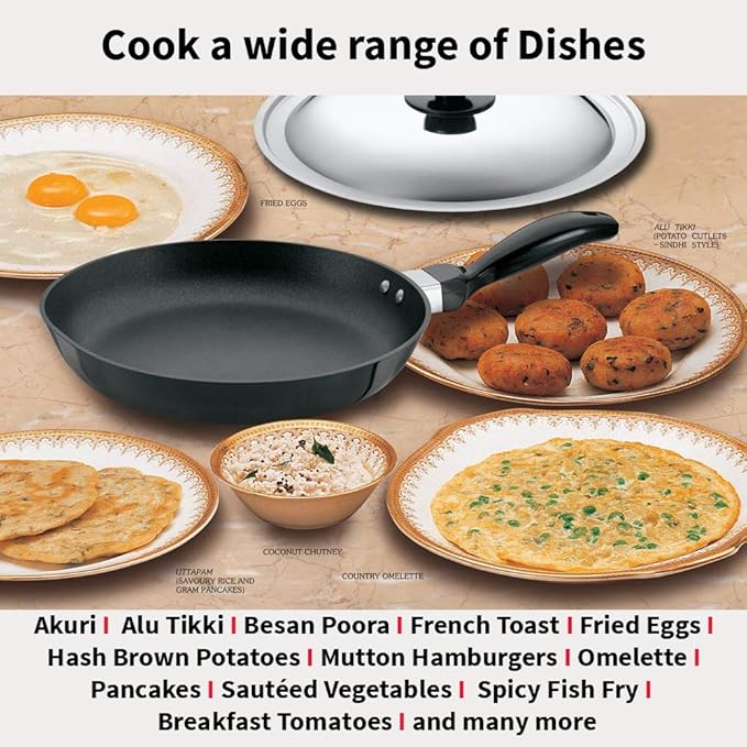 Hawkins Futura 28 cm Frying Pan Non Stick Fry Pan with Stainless Steel Lid