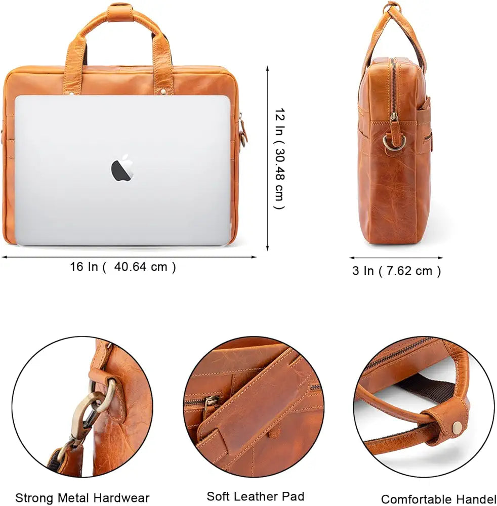 Goatter Genuine Leather Multi Pockets Office Laptop Messenger Bag For Men
