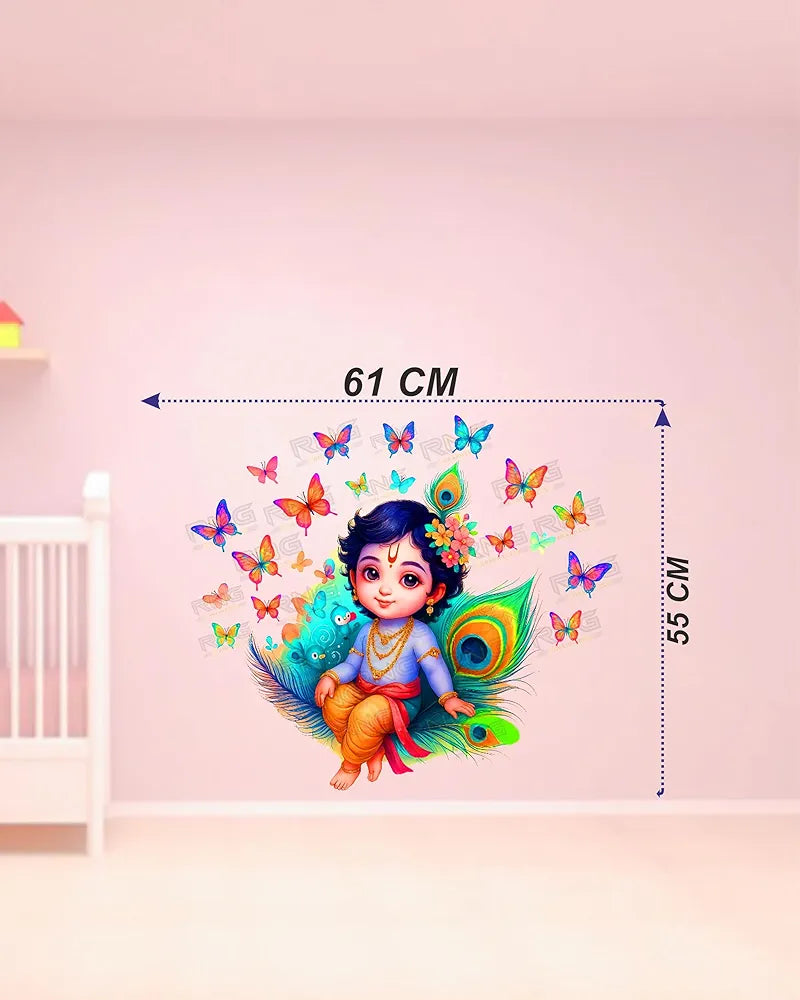 Rng Graphics Pvc Vinyl Flute in Hands Krishna Peel and Stick Wall Sticker Sticker Multicolor 46 Cm X 46cm DW-117L