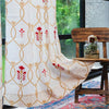 Urban Space Cotton Semi Sheer Curtains for Door Set of 2 with Eyelets and Tieback(Colour Floral Ripples Red & Brown)
