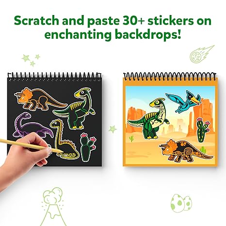 Skillmatics Magical Scratch Art Book for Kids Dinosaurs Craft Kits Activity & Stickers Gifts